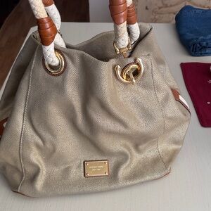 Michael Kors Gold Purse with Rope Handles-in excellent used condition
